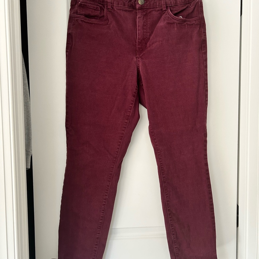 LOFT Red Skinny Pants with Modern Fit